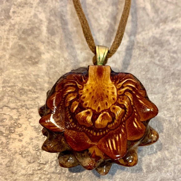 Third Eye Pinecone Black Opal Necklace - Picture 3 of 3